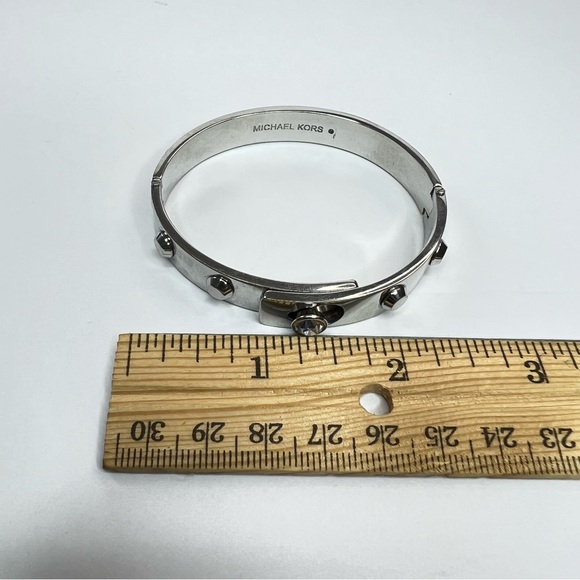 Michael Kors Silver Studded Bangle Bracelet with Crystal Accent - Picture 11 of 13